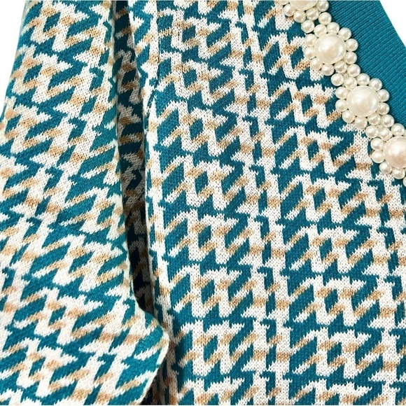 Charter Club Teal v-neck pearl Sweater NWT - Picture 4 of 4